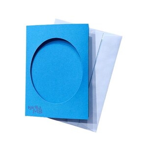 10xBLUE Three Fold Aperture Cards for Cross Stitch 4.13x5.90 In(10.5x15cm)with OVAL window 3.34 x 4.13 in (8.5x10.5cm)Cross Stitch Cards