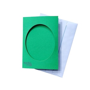 10xGREEN Three Fold Aperture Cards for Cross Stitch 4.13x5.90 In(10.5x15cm)with OVAL window 3.34 x 4.13 in (8.5x10.5cm)Cross Stitch Cards