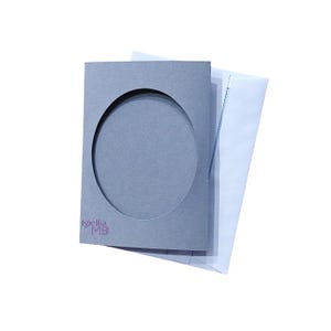 10xGREY Three Fold Aperture Cards for Cross Stitch 4.13x5.90 In(10.5x15cm)with OVAL window 3.34x4.13 in (8.5x10.5cm)Cross Stitch Cards