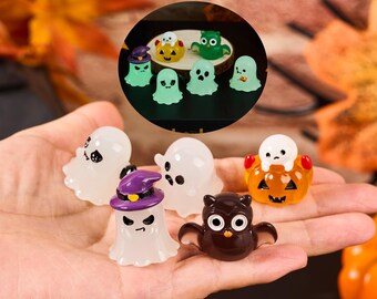 Lindo juego de fantasmas de Halloween, figura de fantasma que brilla en la oscuridad, mascota fantasma 3D, exhibición temática de fantasmas, regalo espeluznante, decoración de escritorio de Halloween