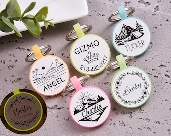 Personalized Silicone Dog Tag, Silent Dog Pet Tag,Round Shape Soundless Dog Tag,Custom Soundless Pet ID Tag,Engraved Pet/Dog/Cat Tag Dog Tag