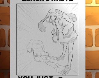 Boceto personalizado en blanco y negro de un personaje de anime (encargo de dibujo digital)