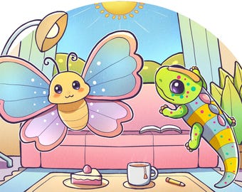 Ilustración de dibujos animados de libros infantiles personalizados, arte digital