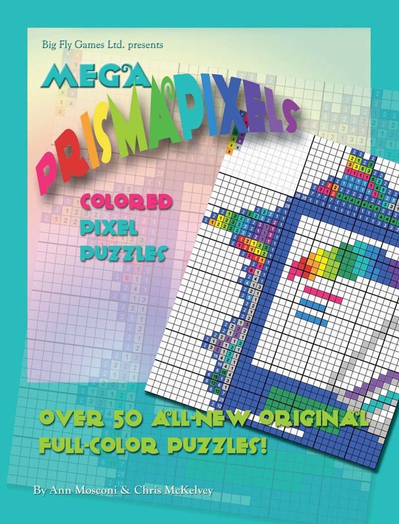 Mega PrismaPixels, Colored Pixel Puzzles Book with over 50 original logic puzzles image 1