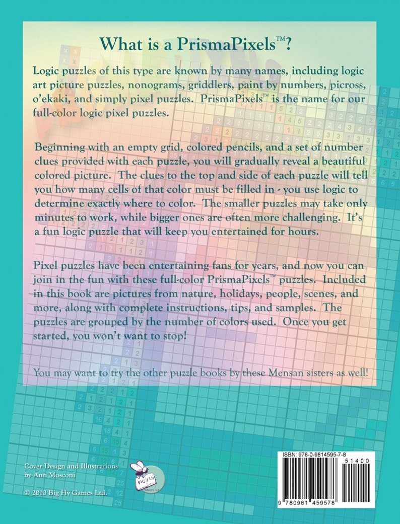 Mega PrismaPixels, Colored Pixel Puzzles Book with over 50 original logic puzzles image 2