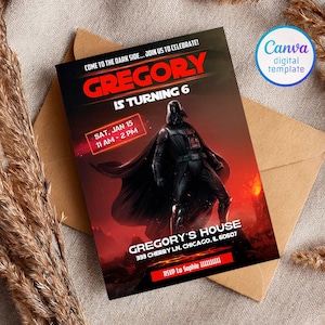 Printable birthday invite, Editable invitation, instant Download, wars invitation, Star invite, wars invitation, darth vader birthday party