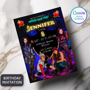 Descendants Invitation, Printable Editable Descendants Birthday Invite, Descendants Party Invitation Digital template, teens birthday party