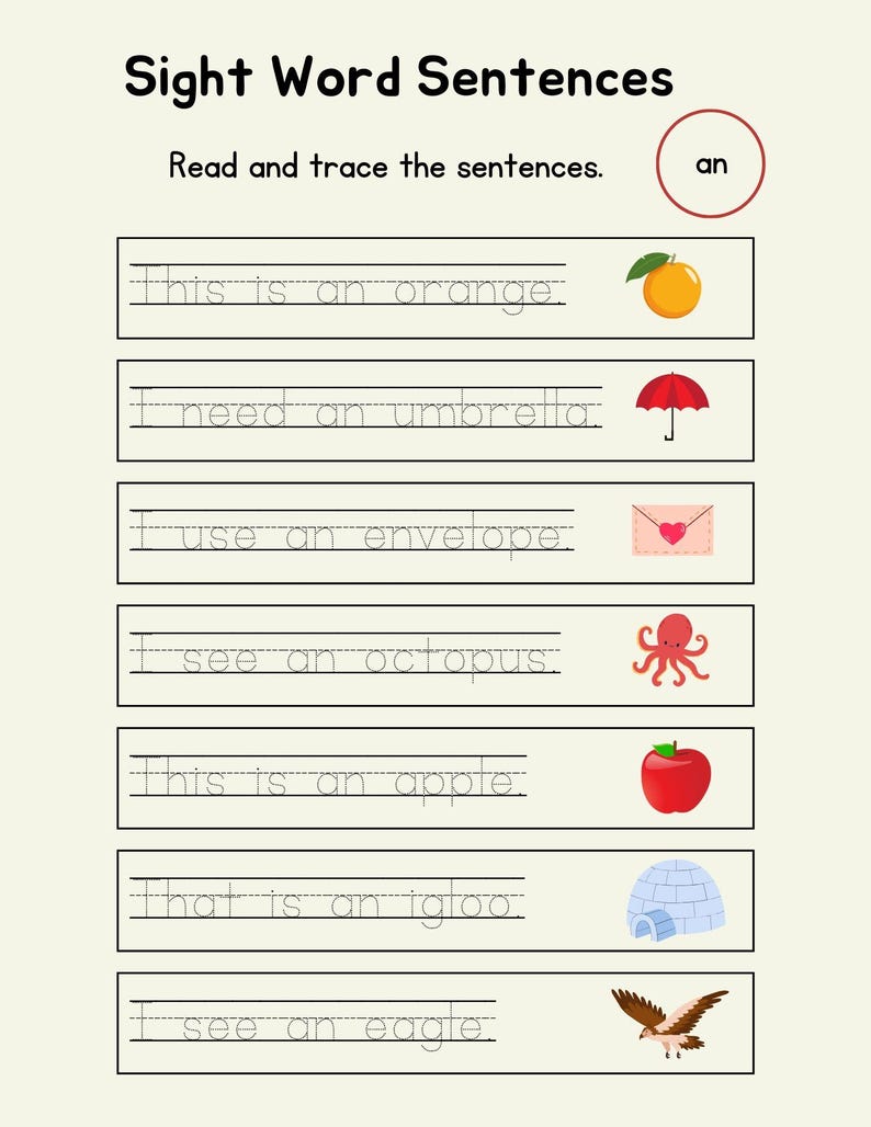 Printable Words, Letters, Sentences and Numbers Tracing PDF File ...