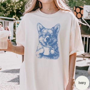 Corgi, Corgi Coffee, Vintage Dog Shirt, Funny Dog TShirt, Corgi Mom, Corgi Dad, Retro T-Shirt, Funny Dog Shirt, dogful dogmom