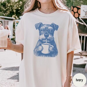 Schnauzer Shirt, Schnauzer Vintage Shirt, Schnauzer Coffee Shirt , Retro T-Shirt, Coffee Dog Shirt, Dogful DogMom, Dogfulness Shirting