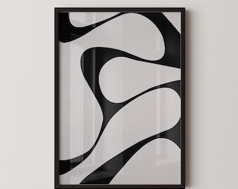 Minimalist Black and White Abstract Art Print: Modern Geometric Wall Decor (Digital Download)