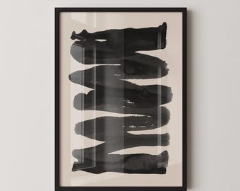 Minimalist Black Line Art Print Set: Beige Abstract Gallery Wall (Digital Product)