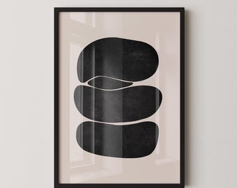 Minimalist Abstract Wall Art | Black and White Modern Poster | Organic Forms | Scandinavian Print