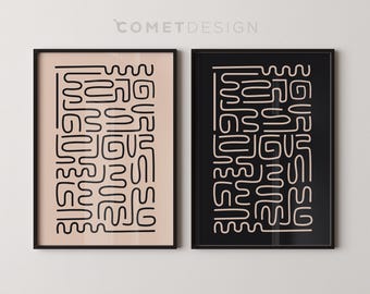 Minimalist Abstract Line Art Poster Set - Modern Wall Decor
