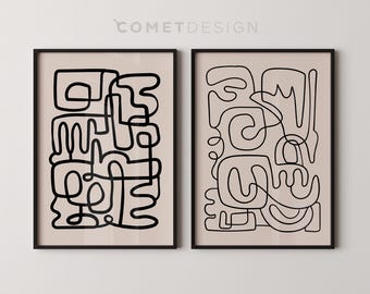 Minimalist Line Art Print Set: Boho Home Decor (Digital Download)
