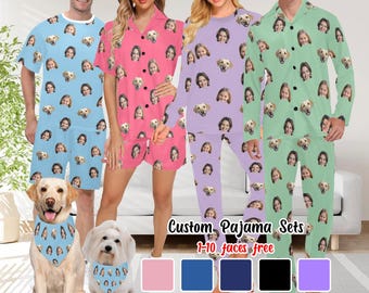 Custom Face Pajama Set, Personalized Photo PJs, Anniversary Gift
