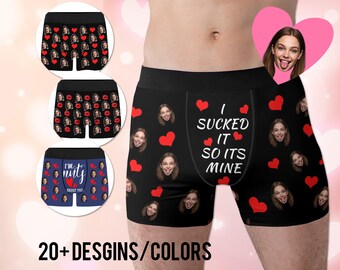 Custom Face Boxer Briefs, Personalized Photo Underwear, Valentine's Gift for Him