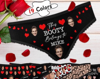 Custom Face Briefs for Women, Personalized Love Heart Underwear with Face, Custom Photo/Text Lace Underwear, Valentines Gift, Wedding Gift