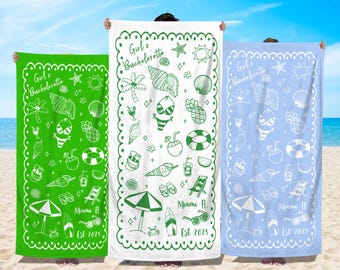 Custom Bachelorette Party Beach Towel, Personalized Trip Gift