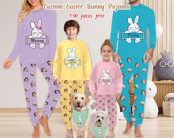 Custom Easter Family Pajamas: Personalized Bunny Matching PJs