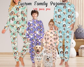 Custom Easter Family Pajamas: Personalized Bunny Face Matching Set