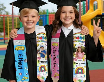 Custom Kindergarten Pre-K Graduation Stole, Personalized Pencil Kid Sash, Class of 2026, Grad Gift