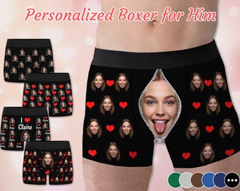 Custom Face Boxer Briefs, Personalized Photo Underwear, Valentine's Day Gifts