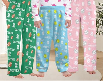 Custom Softball Pajama Pants, Personalized Flannel Team Gift