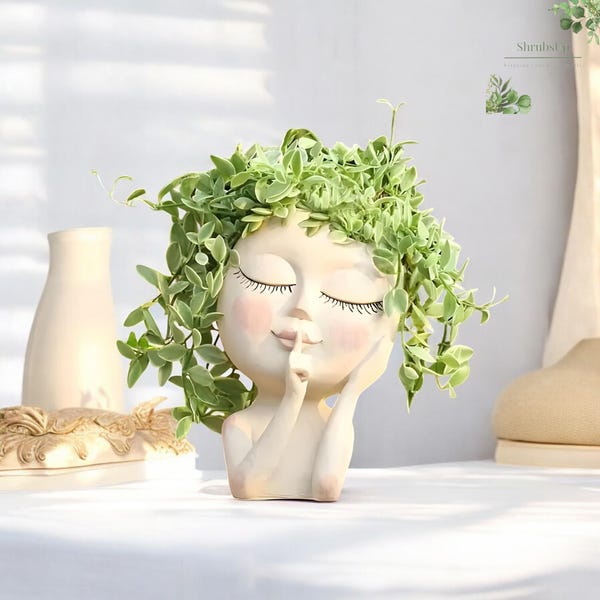 Girl Face Vase – Decorative Planter for Living Room & Home Décor