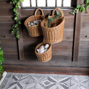 Large Round Woven Storage Basket – Hanging Wall Basket for Kitchen & Home Décor