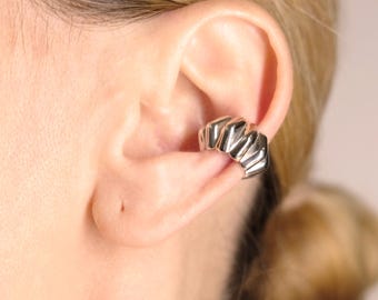 Silver Ear Cuff Earring  in 925 Solid Silver •  Ear Cuffs • Statement Minimalist Jewelry • Ear Cuff No Piercing • Christmas Gift for Her