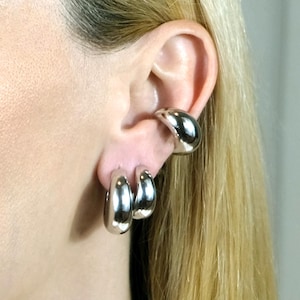 925 zilveren oor manchet oorbel dikke oor manchet wrap nep piercings minimalistisch geen piercing oor manchet Huggie trendy sieraden dochter cadeau beste vriend