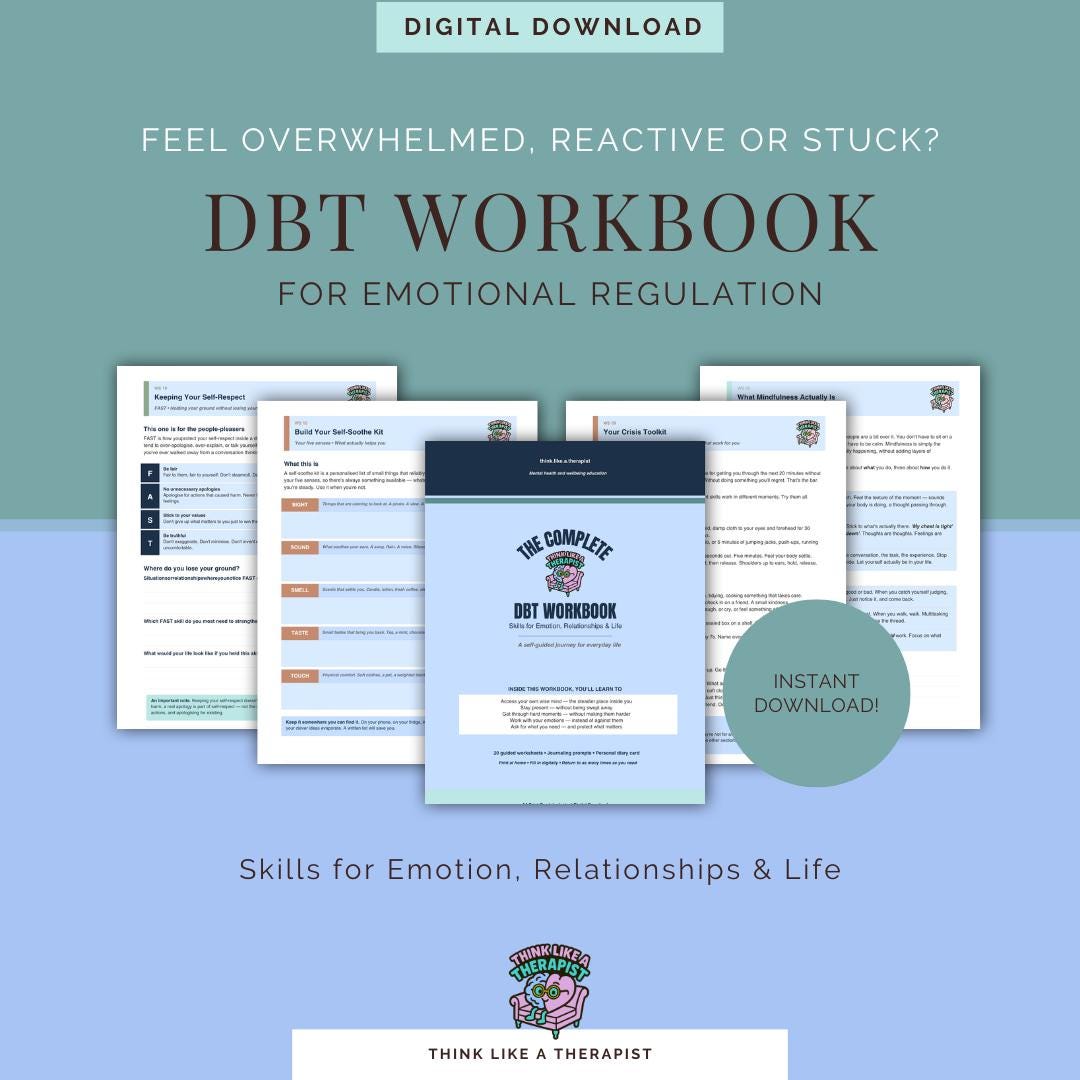 DBT Workbook for Emotional Regulation | Self Help Worksheets (PDF ...