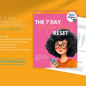 7 Day Workplace Anxiety Reset Workbook, Stress Relief Self Help Guide (PDF Download)