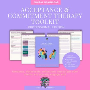 Può includere: Acceptance & Commitment Therapy Toolkit Professional Edition download digitale con diverse pagine di fogli di lavoro, una valutazione della flessibilità psicologica e il modello ACT Hexaflex. Include 62 pagine, 5 sezioni e 2 supplementi.