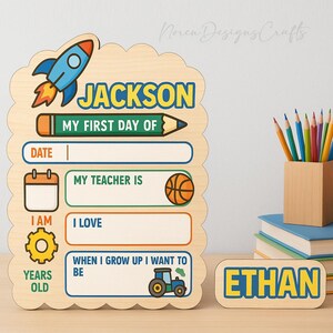 Personalized First Day School Sign, Custom First Day School Sign, Back to School Sign, Kindergarten 1st Day of School Sign Reusable