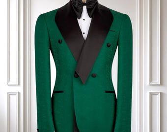 Green Men’s Tuxedo, Double Breasted Tuxedo, Shawl Collar Tuxedo,  Weddings & Formal Events Men’s Suit, Groomsmen Gifts, Prom Men’s Tuxedo