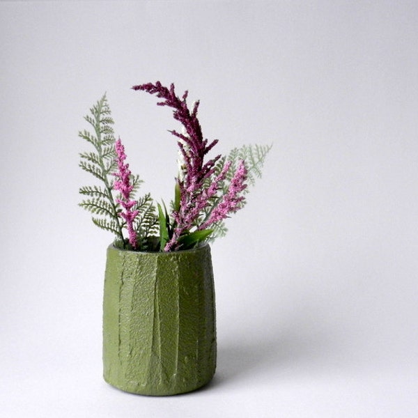 small olive green vase / short vase / green Home Decor / earthy green home decor