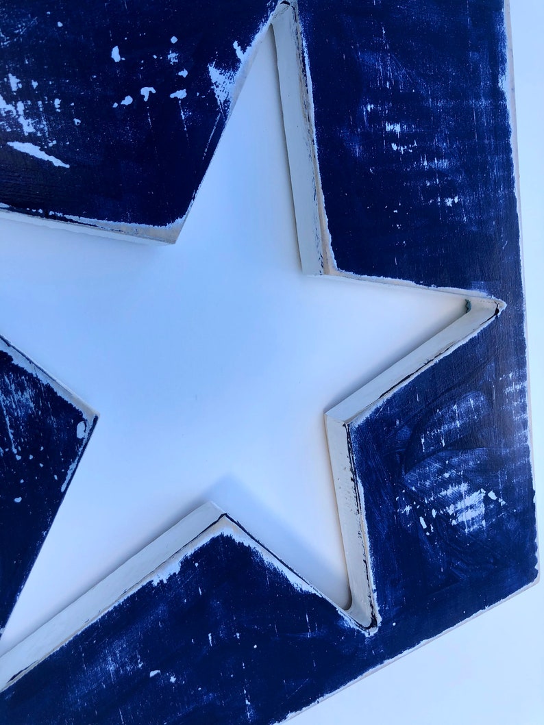Navy Blue Star Wall Decor Shabby Chic Decor Wooden Star Etsy