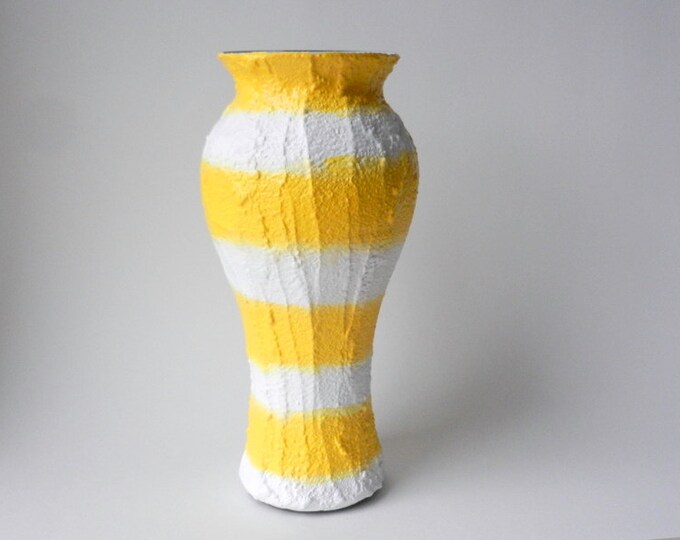 Large Yellow Vase / Yellow Home Decor / Striped Yellow and Etsy