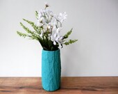 Teal Vase / Teal Home Decor / Concrete and Glass Vases / made to order