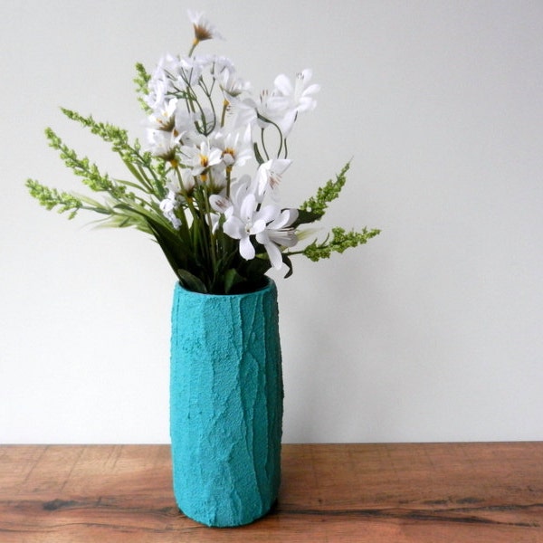 Teal Vase / Teal Home Decor / Concrete and Glass Vases / made to order