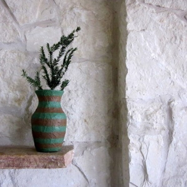 Brown and Green Vase / Neutral Home Decor / country home / handcrafted Vase