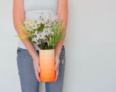 Orange ombre Vase / Orange home decor / handcrafted vase / Orange flower vase / cylinder vase
