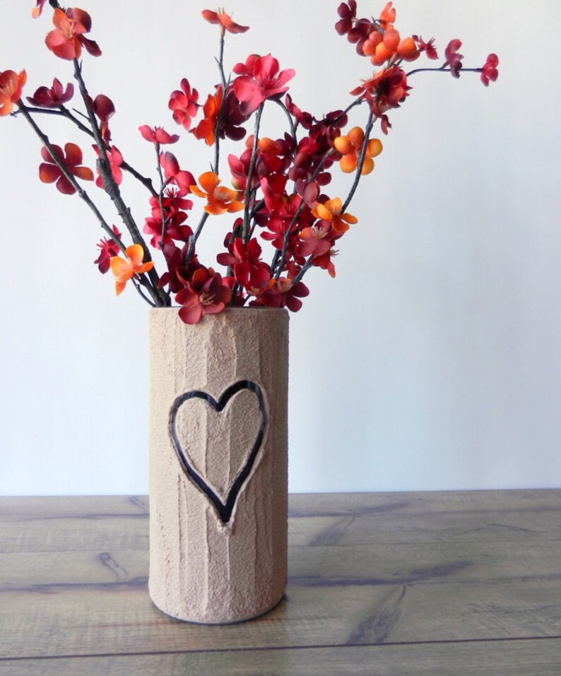 Faux Bois Vase With Carved Heart Made To Order Tree Etsy