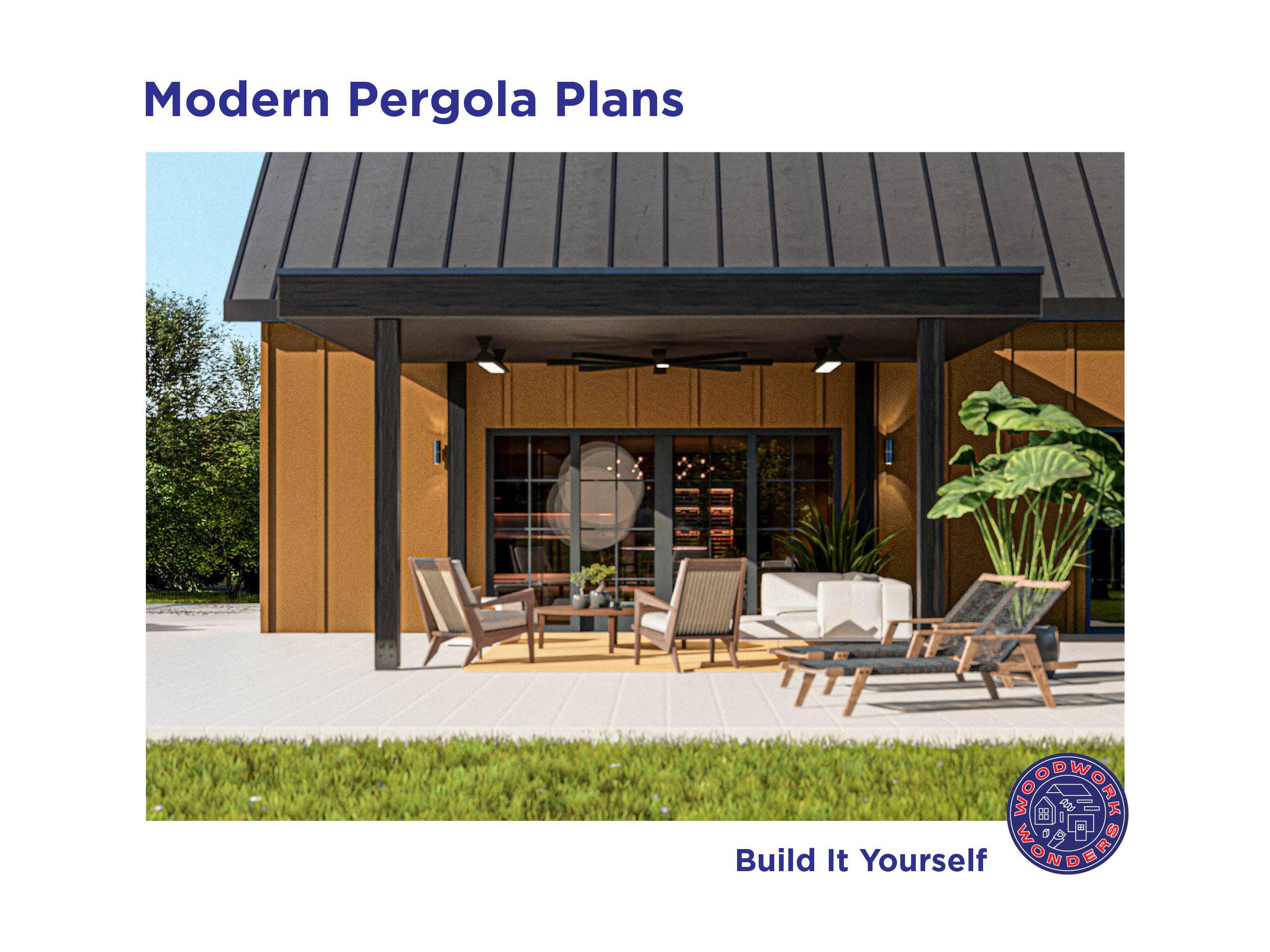 Patio Cover Plans – Modern Pool Pavilion With Flat Roof, Step by Step ...