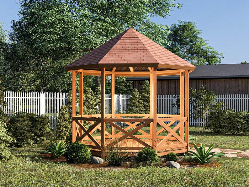 12x12 Octagon Gazebo DIY Build Plans – Garden Gazebo Blueprint PDF - Etsy