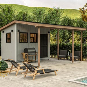 8x12 Schuppen mit Veranda Bauplänen PDF | DIY Holzbearbeitungspläne