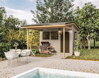 8x12 Modern shed with porch DIY building plans - detailed blueprints