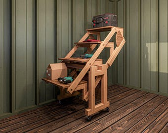 Transforming Shelf / Workbench Plans | Convertible Table and Shelf Building Blueprint